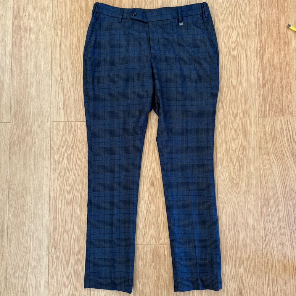 French Crown Suit Mens 42 34x31.5 Gray Blue Plaid Double Breasted AMAZING Wool - Picture 11 of 16